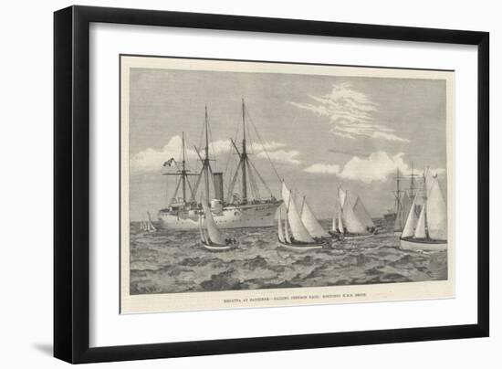 Regatta at Zanzibar, Sailing Pinnace Race, Rounding HMS Brisk-null-Framed Giclee Print