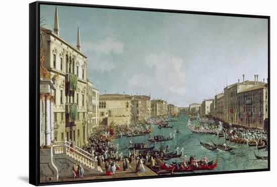 Regatta Auf Dem Canale Grande Vor Dem Palais Ca'Foscari-Canaletto-Framed Stretched Canvas