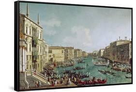 Regatta Auf Dem Canale Grande Vor Dem Palais Ca'Foscari-Canaletto-Framed Stretched Canvas