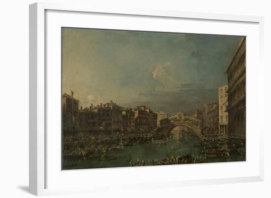 Regatta on the Canale Grande Near the Rialto Bridge in Venice-Francesco Guardi-Framed Art Print
