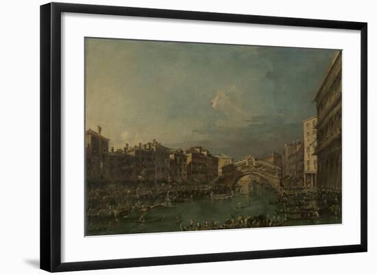 Regatta on the Canale Grande Near the Rialto Bridge in Venice-Francesco Guardi-Framed Art Print