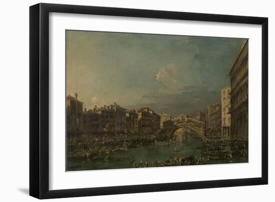 Regatta on the Canale Grande Near the Rialto Bridge in Venice-Francesco Guardi-Framed Art Print
