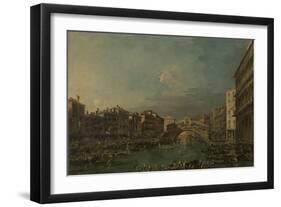 Regatta on the Canale Grande Near the Rialto Bridge in Venice-Francesco Guardi-Framed Art Print