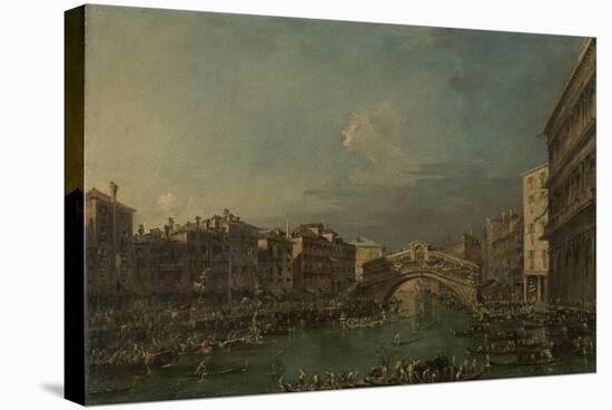 Regatta on the Canale Grande Near the Rialto Bridge in Venice-Francesco Guardi-Stretched Canvas