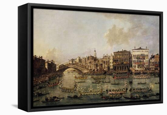 Regatta on the Grand Canal-Francesco Guardi-Framed Stretched Canvas