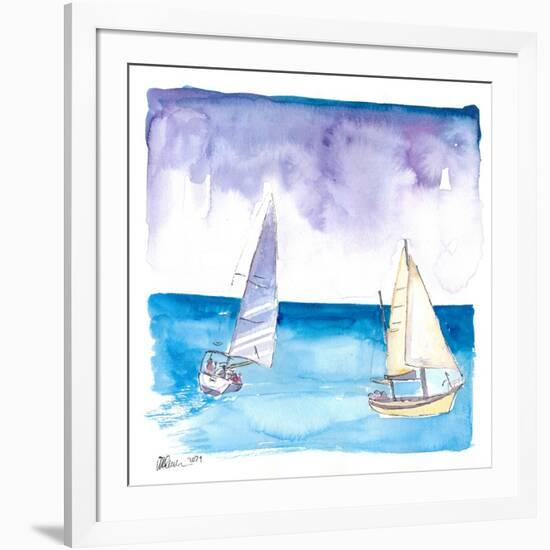 Regatta with Sailboats in Fresh Caribbean Breeze-M. Bleichner-Framed Art Print