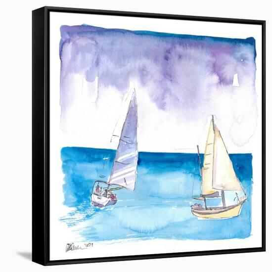 Regatta with Sailboats in Fresh Caribbean Breeze-M. Bleichner-Framed Stretched Canvas