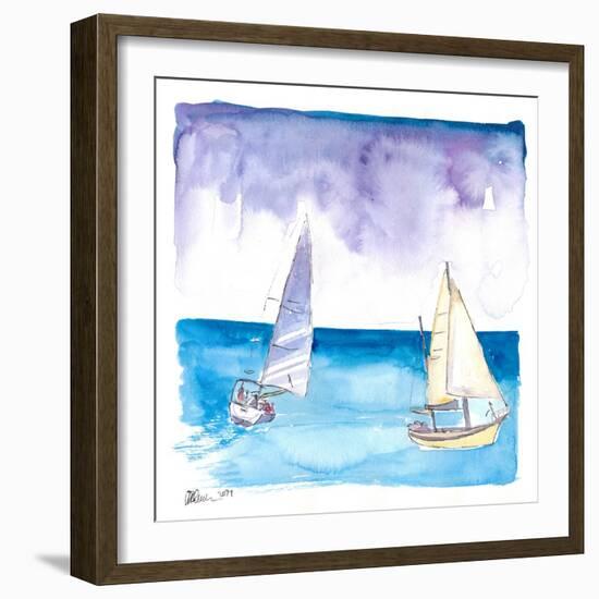 Regatta with Sailboats in Fresh Caribbean Breeze-M. Bleichner-Framed Art Print