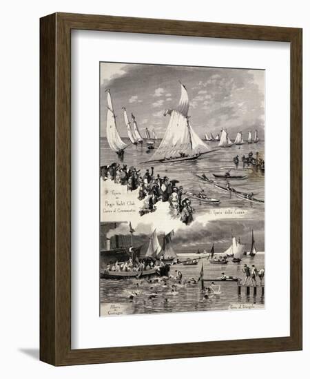 Regattas in La Spezias by Eduardo Matania (1847-1929), Italy, 20th Century-null-Framed Giclee Print