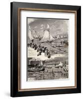 Regattas in La Spezias by Eduardo Matania (1847-1929), Italy, 20th Century-null-Framed Giclee Print