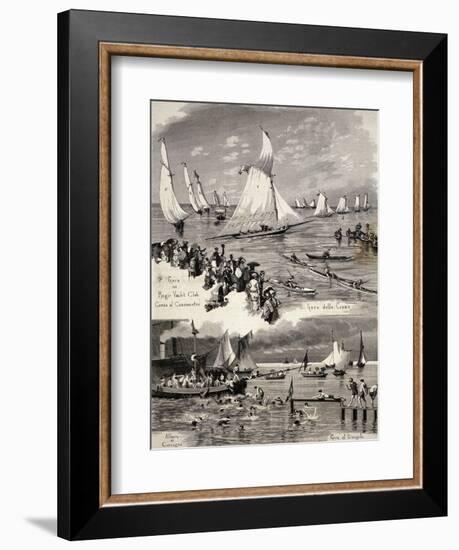 Regattas in La Spezias by Eduardo Matania (1847-1929), Italy, 20th Century-null-Framed Giclee Print