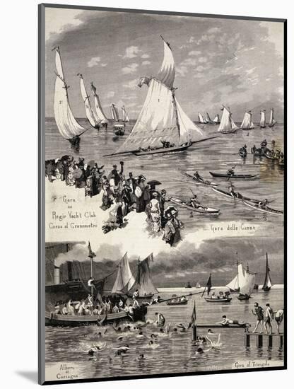 Regattas in La Spezias by Eduardo Matania (1847-1929), Italy, 20th Century-null-Mounted Giclee Print