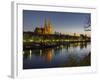 Regensburg in Bavaria, the Old Town. Dawn over the Old Town, Reflections in the River Danube-Martin Zwick-Framed Photographic Print