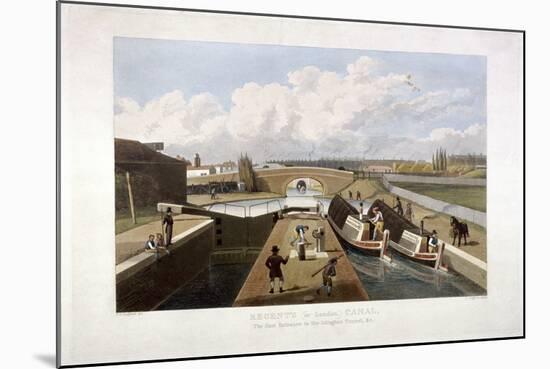 Regent's Canal, with Barges, Islington, London, 1822-John Cleghorn-Mounted Giclee Print