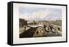 Regent's Canal, with Barges, Islington, London, 1822-John Cleghorn-Framed Stretched Canvas