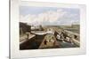 Regent's Canal, with Barges, Islington, London, 1822-John Cleghorn-Stretched Canvas