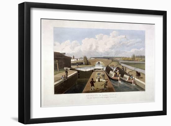 Regent's Canal, with Barges, Islington, London, 1822-John Cleghorn-Framed Giclee Print