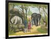 Regent's Park Zoo London Visitors Admire the White Bear the Elephant and the Kangaroo-null-Framed Art Print