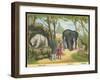 Regent's Park Zoo London Visitors Admire the White Bear the Elephant and the Kangaroo-null-Framed Art Print