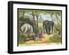 Regent's Park Zoo London Visitors Admire the White Bear the Elephant and the Kangaroo-null-Framed Art Print