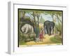 Regent's Park Zoo London Visitors Admire the White Bear the Elephant and the Kangaroo-null-Framed Art Print