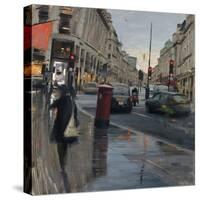 Regent Street in Rain with Taxi, 2018-Tom Hughes-Stretched Canvas