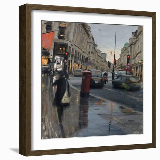 Regent Street in Rain with Taxi, 2018-Tom Hughes-Framed Giclee Print