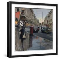 Regent Street in Rain with Taxi, 2018-Tom Hughes-Framed Giclee Print