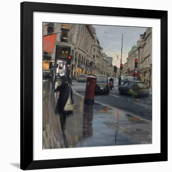 Regent Street in Rain with Taxi, 2018-Tom Hughes-Framed Giclee Print