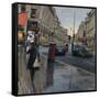 Regent Street in Rain with Taxi, 2018-Tom Hughes-Framed Stretched Canvas