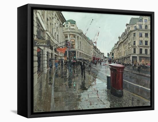 Regent Street, Rain, Looking North, 2014-Peter Brown-Framed Stretched Canvas