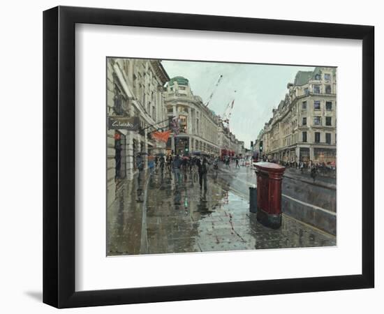 Regent Street, Rain, Looking North, 2014-Peter Brown-Framed Giclee Print