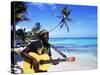 Reggae Singer with Guitar on Beach, Sainte Anne, Guadeloupe-Bill Bachmann-Stretched Canvas