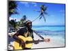 Reggae Singer with Guitar on Beach, Sainte Anne, Guadeloupe-Bill Bachmann-Mounted Photographic Print