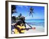 Reggae Singer with Guitar on Beach, Sainte Anne, Guadeloupe-Bill Bachmann-Framed Photographic Print
