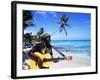 Reggae Singer with Guitar on Beach, Sainte Anne, Guadeloupe-Bill Bachmann-Framed Photographic Print