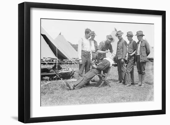 Regimental Barber Shaves the Troops-null-Framed Art Print