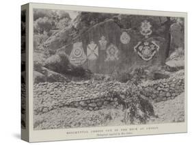 Regimental Crests Cut in the Rock at Cherat-null-Stretched Canvas