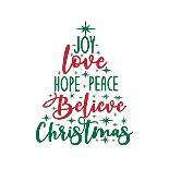 Joy Love Hope Peace Believe Christmas - Calligraphy Text, with Stars.-Regina Tolgyesi-Framed Stretched Canvas