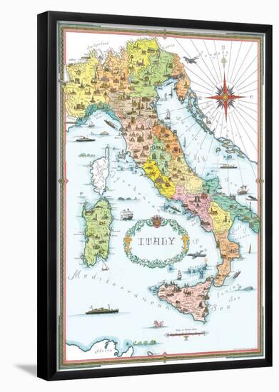 Regions Of Italy Map-null-Framed Poster