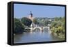 Regiswindiskirche Church and the Old Bridge over the Neckar River-Markus Lange-Framed Stretched Canvas