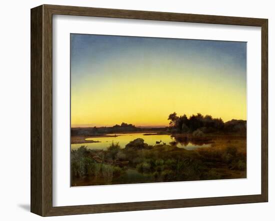 Rehe in Landschaft mit Sonnenuntergang. 1847-Anton Zwengauer-Framed Giclee Print
