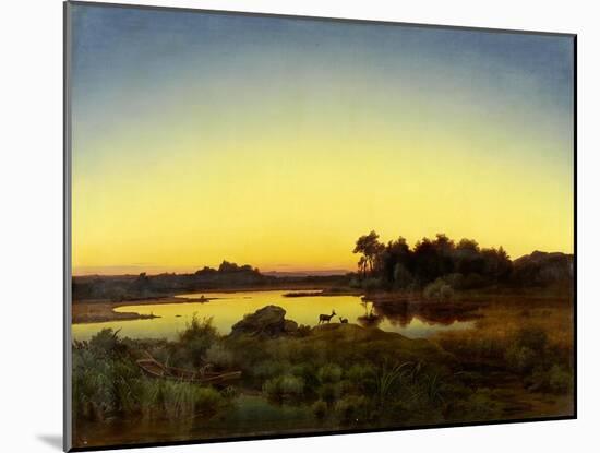 Rehe in Landschaft mit Sonnenuntergang. 1847-Anton Zwengauer-Mounted Giclee Print