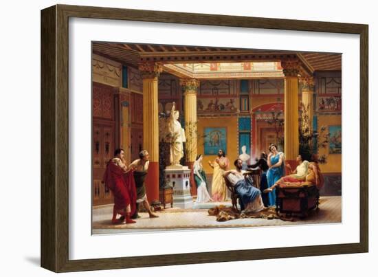 Rehearsal of Joueur De Flûte and La Femme De Diomède in the Atrium of Prince Napoleon's Pompeian-Gustave Clarence Rodolphe Boulanger-Framed Giclee Print