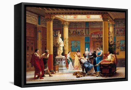 Rehearsal of Joueur De Flûte and La Femme De Diomède in the Atrium of Prince Napoleon's Pompeian-Gustave Clarence Rodolphe Boulanger-Framed Stretched Canvas