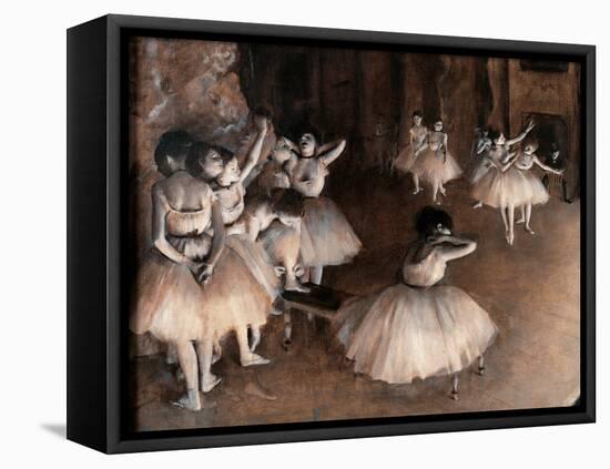 Rehearsal on Stage-Edgar Degas-Framed Stretched Canvas