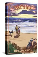 Rehoboth Beach, Delaware - Beach and Sunset-Lantern Press-Stretched Canvas