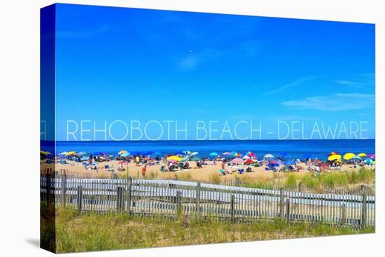 Rehoboth Beach, Delaware - Beach and Umbrellas-Lantern Press-Stretched Canvas