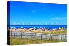 Rehoboth Beach, Delaware - Beach and Umbrellas-Lantern Press-Stretched Canvas