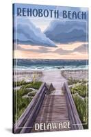 Rehoboth Beach, Delaware - Beach Boardwalk Scene-Lantern Press-Stretched Canvas